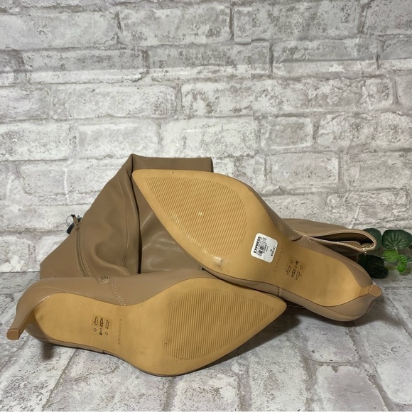 Express Zip Up‎ Faux Tan Leather-pointed toed Heeled boots NWT Women’s Size 10M - Picture 5 of 13